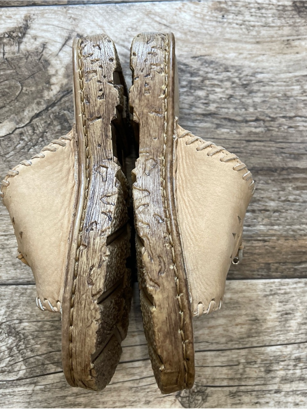 DOUBLE H BOOTS Tan leather Slip On Sandals 6 - Picture 2 of 8